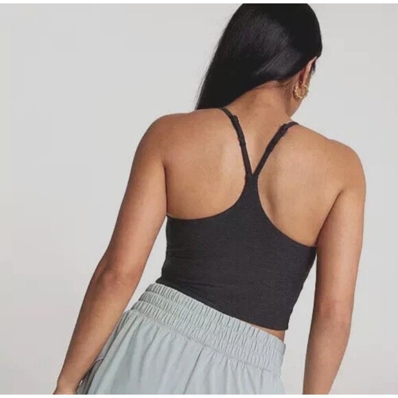 Women's Calia Low Support Lustralux Crop Crossback Sports Bra Tank Gray Small - Picture 2 of 7